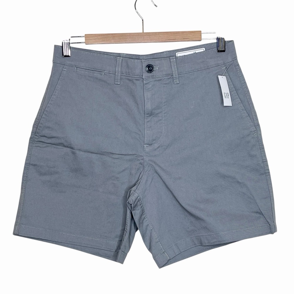 Gap 6" Chino Shorts Gray Mens Size 29 Preppy Cotton Stretch Casual Cruise Travel